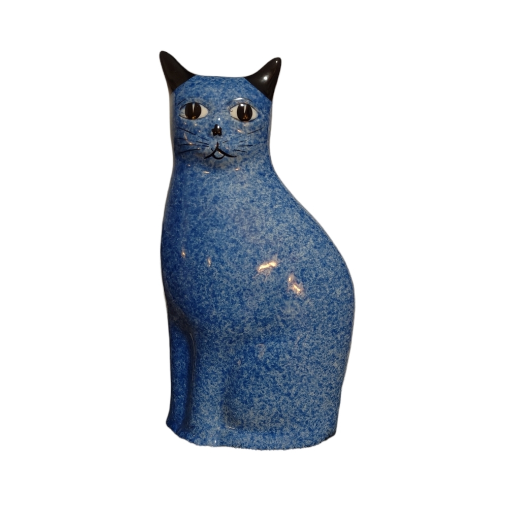 Vintage 1984 10" Blue Sponge Wear Cat Figurine